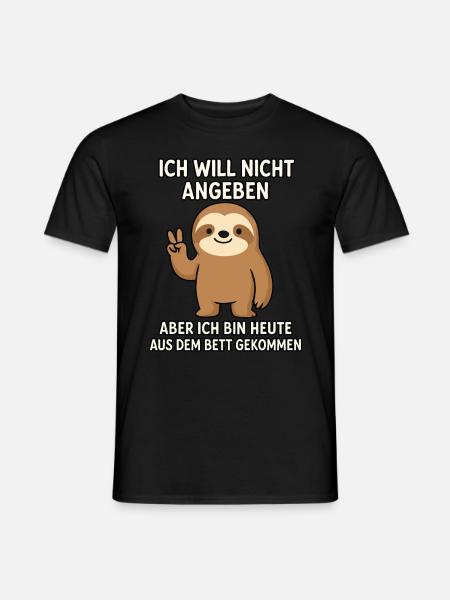 Ich will nicht angeben, bin wach – Faultier - Männer T-Shirt - Schwarz