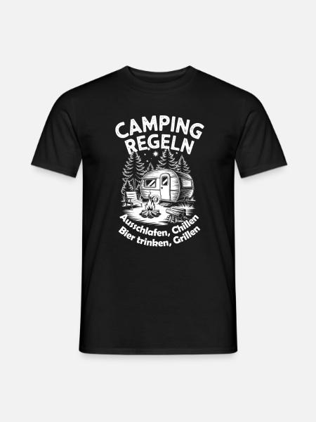 Camping Regeln - Wohnwagen Edition - Männer T-Shirt - Schwarz