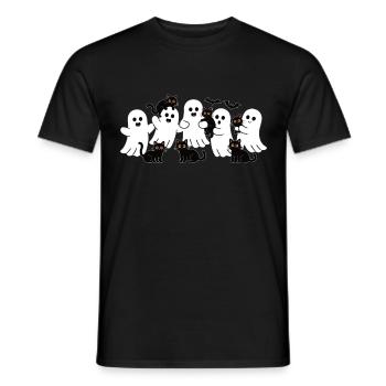 Ghost & Cat – Halloween Fun - Men's T-Shirt - black - Front - AI Model Male 178 light (178cm)