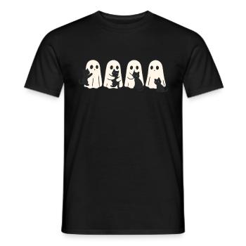 Ghost & Cat – Halloween Fun - Men's T-Shirt - black - Front - AI Model Male 178 light (178cm)