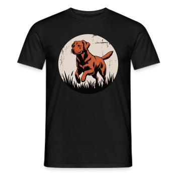 Vintage Labrador – playing in the grass - Men's T-Shirt - black - Front - AI Model Male 178 light (178cm)