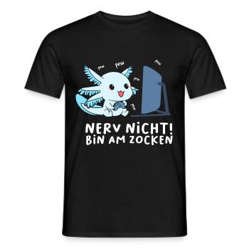 Bin am Zocken Gaming Axolotl - Männer T-Shirt - Schwarz - Vorne - AI Model Male 178 light (178cm)