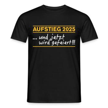 Aufstieg 2025 und jetzt wird gefeiert - Männer T-Shirt - Schwarz - Vorne - AI Model Male 178 light (178cm)