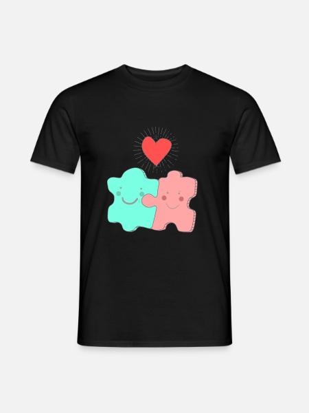 Rompecabezas amor compromiso y boda - Camiseta hombre - negro