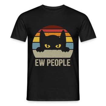 Ew People Sweet Cat Vintage Chats Fun Retro - T-shirt homme - noir - Devant - AI Model Male 178 light (178cm)