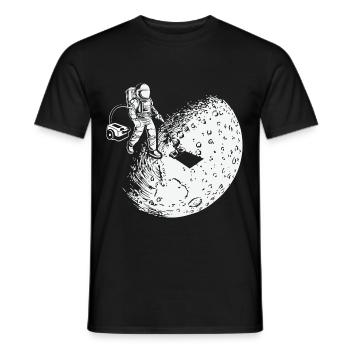 Space Astronaut Vacuum Cleaner Vacuuming Moon - Men's T-Shirt - black - Front - AI Model Male 178 light (178cm)