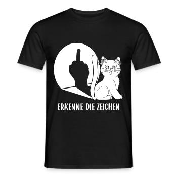 Erkenne Die Zeichen Katze Spruch Mittelfinger - Männer T-Shirt - Schwarz - Vorne - AI Model Male 178 light (178cm)