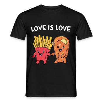 Schnitzel mit Pommes Love Is Love Valentinstag - Männer T-Shirt - Schwarz - Vorne - AI Model Male 178 light (178cm)