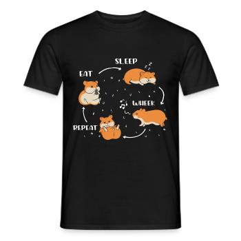 Manger Sleep Wheek Répéter Cochon d’Inde Animal de compagnie - T-shirt homme - noir - Devant - AI Model Male 178 light (178cm)