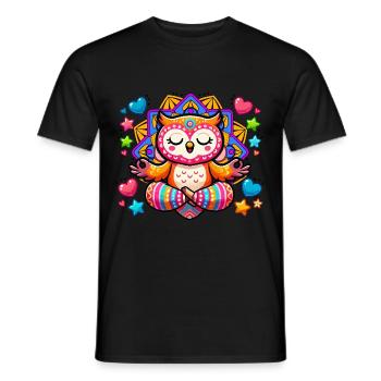 Meditierende Eule Mandala Yoga Meditation - Männer T-Shirt - Schwarz - Vorne - AI Model Male 178 light (178cm)