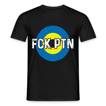 FCK PTN Drôle Poutine Pun Humour Arc-en-ciel Ukraine Drapeau - T-shirt homme - noir - Devant - AI Model Male 178 light (178cm)