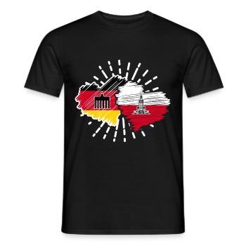 Deutschland Polen Herzen Fußball Länderspiel - Männer T-Shirt - Schwarz - Vorne - AI Model Male 178 light (178cm)