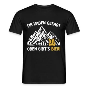 Oben Gibt’s Bier Wander Berge Natur Bierliebhaber - Männer T-Shirt - Schwarz - Vorne - AI Model Male 178 light (178cm)