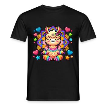 Meditierendes Lama Mandala Yoga Meditation - Männer T-Shirt - Schwarz - Vorne - AI Model Male 178 light (178cm)