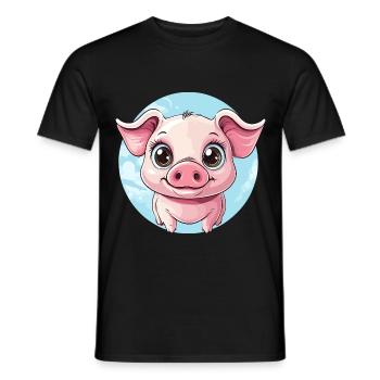 Happy Piggy - Men's T-Shirt - black - Front - AI Model Male 178 light (178cm)