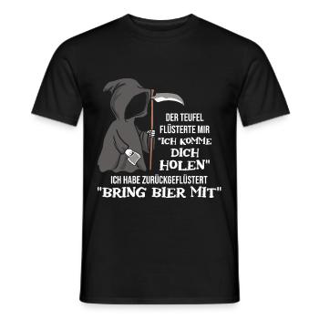 Devil Whispered I'm Coming To Get You Beer - Men's T-Shirt - black - Front - AI Model Male 178 light (178cm)