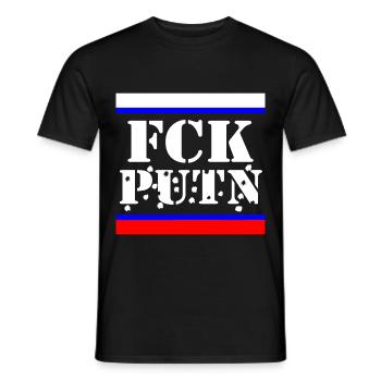 Nouveau drapeau du FCK Poutine en blanc - T-shirt homme - noir - Devant - AI Model Male 178 light (178cm)