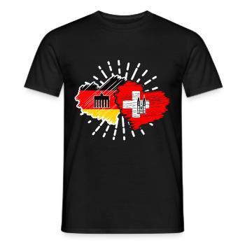 Deutschland Schweiz Herzen Länderspiel Fußball - Männer T-Shirt - Schwarz - Vorne - AI Model Male 178 light (178cm)