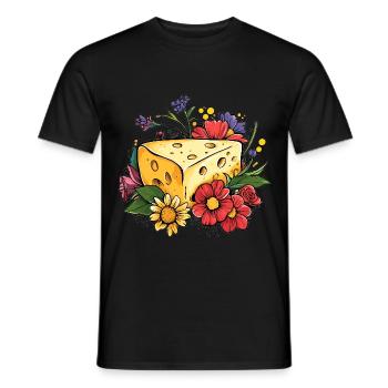 Cheese with flowers - Men's T-Shirt - black - Front - AI Model Male 178 light (178cm)