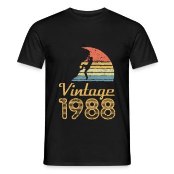 1988 Vintage Bergsteigen Felsen Bouldern Klettern - Männer T-Shirt - Schwarz - Vorne - AI Model Male 178 light (178cm)