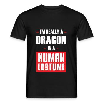Funny Dragon In A Human Costume Fantasy gift - Men's T-Shirt - black - Front - AI Model Male 178 light (178cm)
