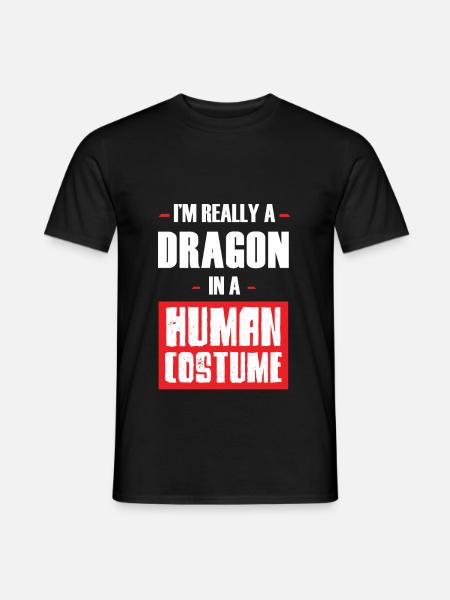Cadeau drôle de dragon en costume humain - T-shirt homme - noir