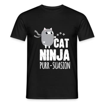 Cadeau d'amusement drôle de chat Ninja Purr Suasion Ninja - T-shirt homme - noir - Devant - AI Model Male 178 light (178cm)