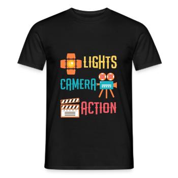Cool Lights Camera Action Movie or Directors gift - Men's T-Shirt - black - Front - AI Model Male 178 light (178cm)