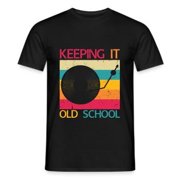 Keeping It Old School Vinyle - T-shirt homme - noir - Devant - AI Model Male 178 light (178cm)