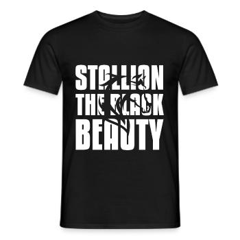 Stalltion The Black Beauty Rider Riding - Männer T-Shirt - Schwarz - Vorne - AI Model Male 178 light (178cm)