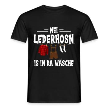 Mei Lederhosn is in da Wäsch Tracht - Männer T-Shirt - Schwarz - Vorne - AI Model Male 178 light (178cm)