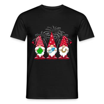 Gnome du Nouvel An avec feux d’artifice - T-shirt homme - noir - Devant - AI Model Male 178 light (178cm)