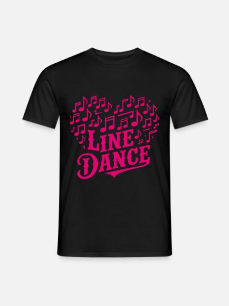 Line Dance Musik und Herz aus Musiknoten - Männer T-Shirt - Schwarz