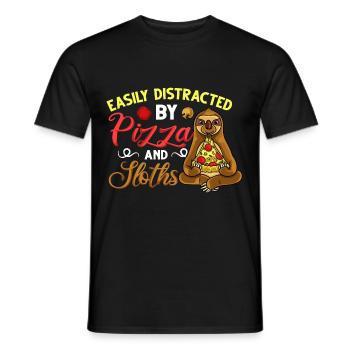 Sloth Pizza Delivery Pizzeria Italian - Men's T-Shirt - black - Front - AI Model Male 178 light (178cm)