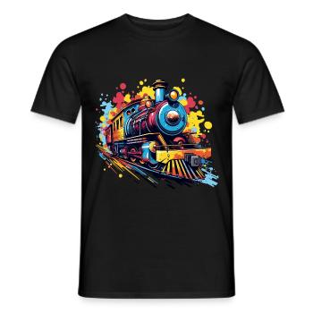 Bunter Zug - Männer T-Shirt - Schwarz - Vorne - AI Model Male 178 light (178cm)