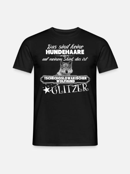 TSCHECHOSLOWAKISCHER WOLFHUND GLITZER - Männer T-Shirt - Schwarz