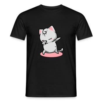 Katze Kawaii Dab - Männer T-Shirt - Schwarz - Vorne - AI Model Male 178 light (178cm)