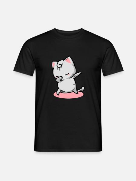 Cat Kawaii Dab - Men's T-Shirt - black