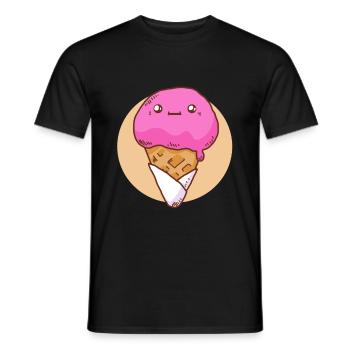 Soft ice cream Strawberry ice cream Sweet ice cream - Men's T-Shirt - black - Front - AI Model Male 178 light (178cm)
