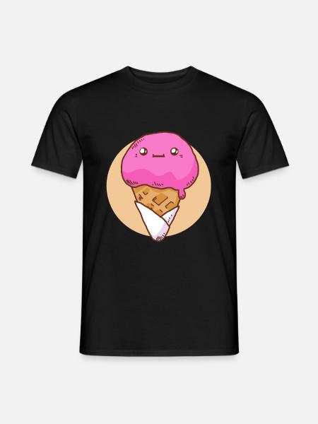 Softeis Erdbeereis Eis Süße Eiscreme - Männer T-Shirt - Schwarz