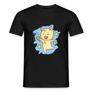 Geburtstag Katze Kawaii Party Feier Miezekatze - Männer T-Shirt - Schwarz - Vorne - AI Model Male 178 light (178cm)