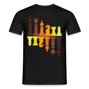 Vintage pièces d'échecs rétro roi reine pion tour - T-shirt homme - noir - Devant - AI Model Male 178 light (178cm)