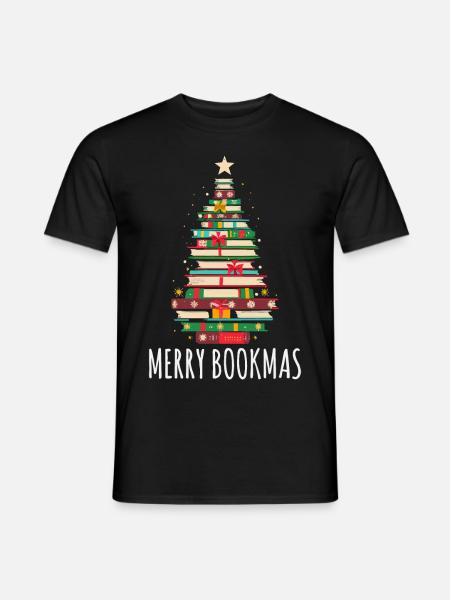 Livres Arbre de Noël, Joyeux Bookmas - T-shirt homme - noir
