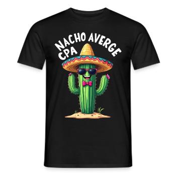 Nacho Average CPA, Cactus Humor - Men's T-Shirt - black - Front - AI Model Male 178 light (178cm)