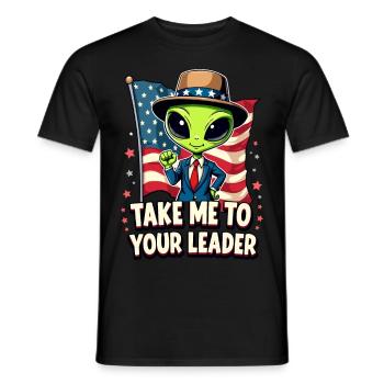 Emmenez-moi à votre leader USA Patriot Alien - T-shirt homme - noir - Devant - AI Model Male 178 light (178cm)