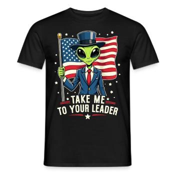 Emmenez-moi à votre leader USA Patriot Alien - T-shirt homme - noir - Devant - AI Model Male 178 light (178cm)