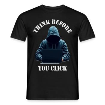 Réfléchissez avant de cliquer - Cybersécurité - T-shirt homme - noir - Devant - AI Model Male 178 light (178cm)