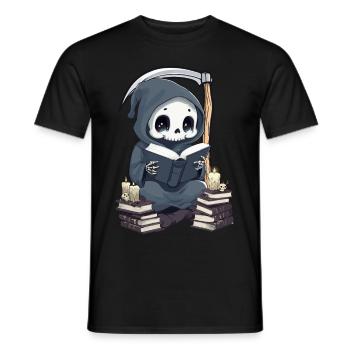 Grim Reaper Bookworm with Scythe - Men's T-Shirt - black - Front - AI Model Male 178 light (178cm)