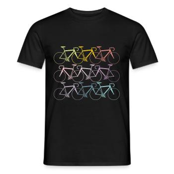 Vélos dans l'idée de cadeau pastel de couleurs arc-en-ciel - T-shirt homme - noir - Devant - AI Model Male 178 light (178cm)