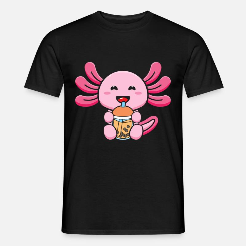 Bubble Tea Axolotl - Männer T-Shirt - Schwarz